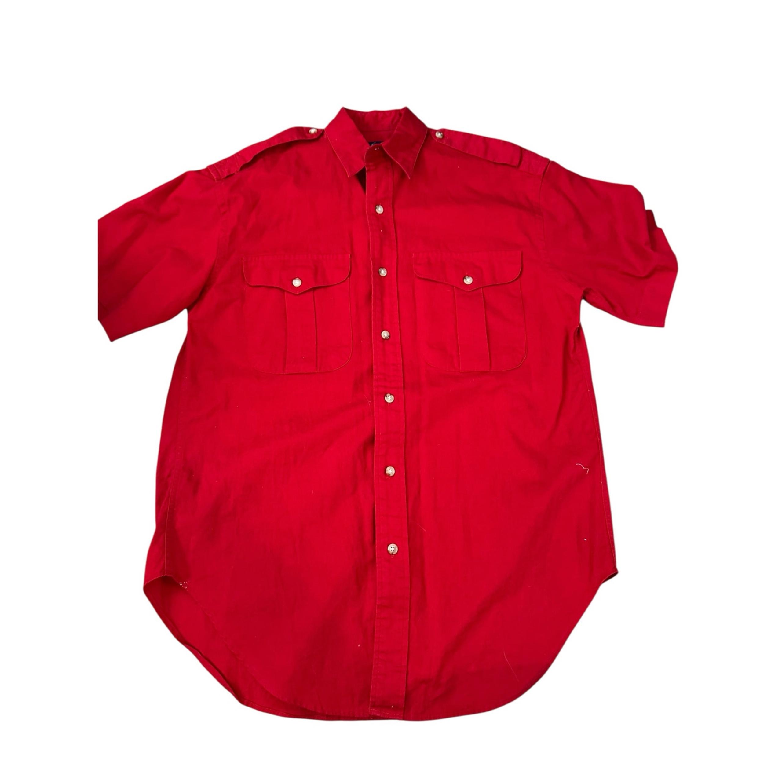 Vintage Polo Ralph Lauren Women's Red 100% Cotton Button Down Shirt Size 4