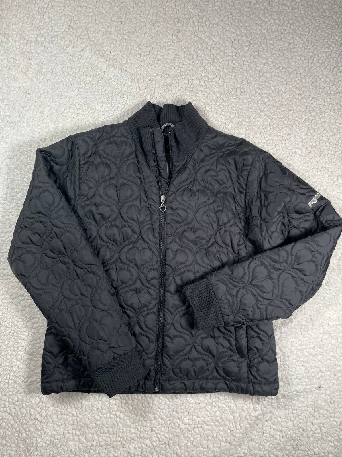Vintage Black JANSPORT GOOSE DOWN Quilted PUFFY Quilted COAT JACKET L Pockets