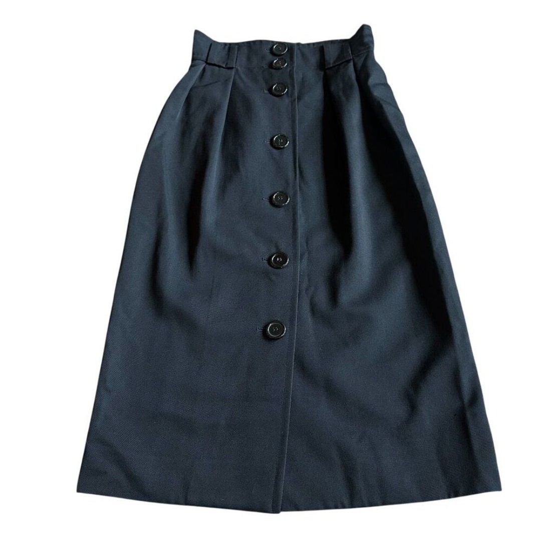 Yves Saint Laurent Variation Black Pencil Skirt Button Down 100% Wool Size 36