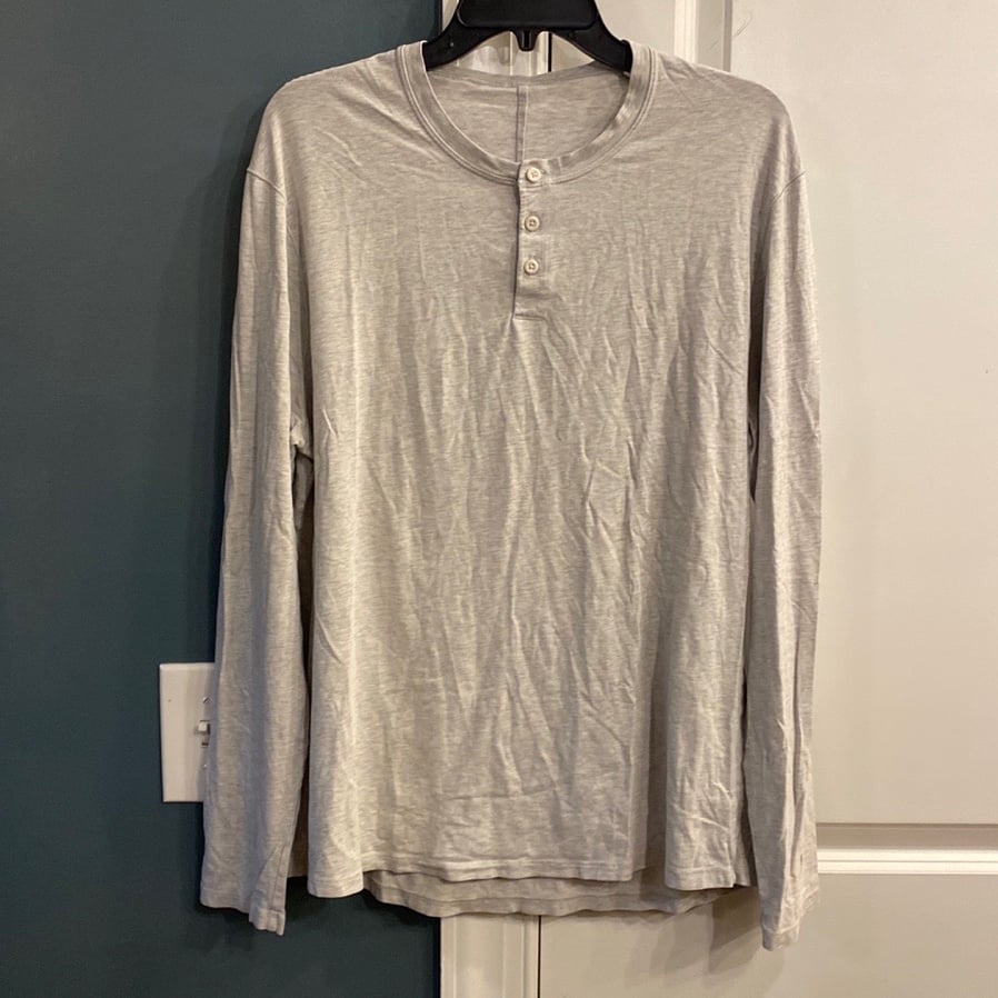 Lululemon Gray Henley Long Sleeve T-shirt