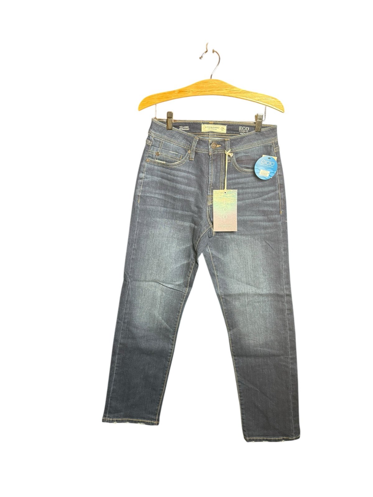 Liverpool Jeans Mens 28x30 Relaxed Straight Blue Stretch Denim ECO Logical NWT