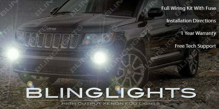 White LED Halo Driving Light Fog Lamps for 2014 2015 2016 Jeep Compass