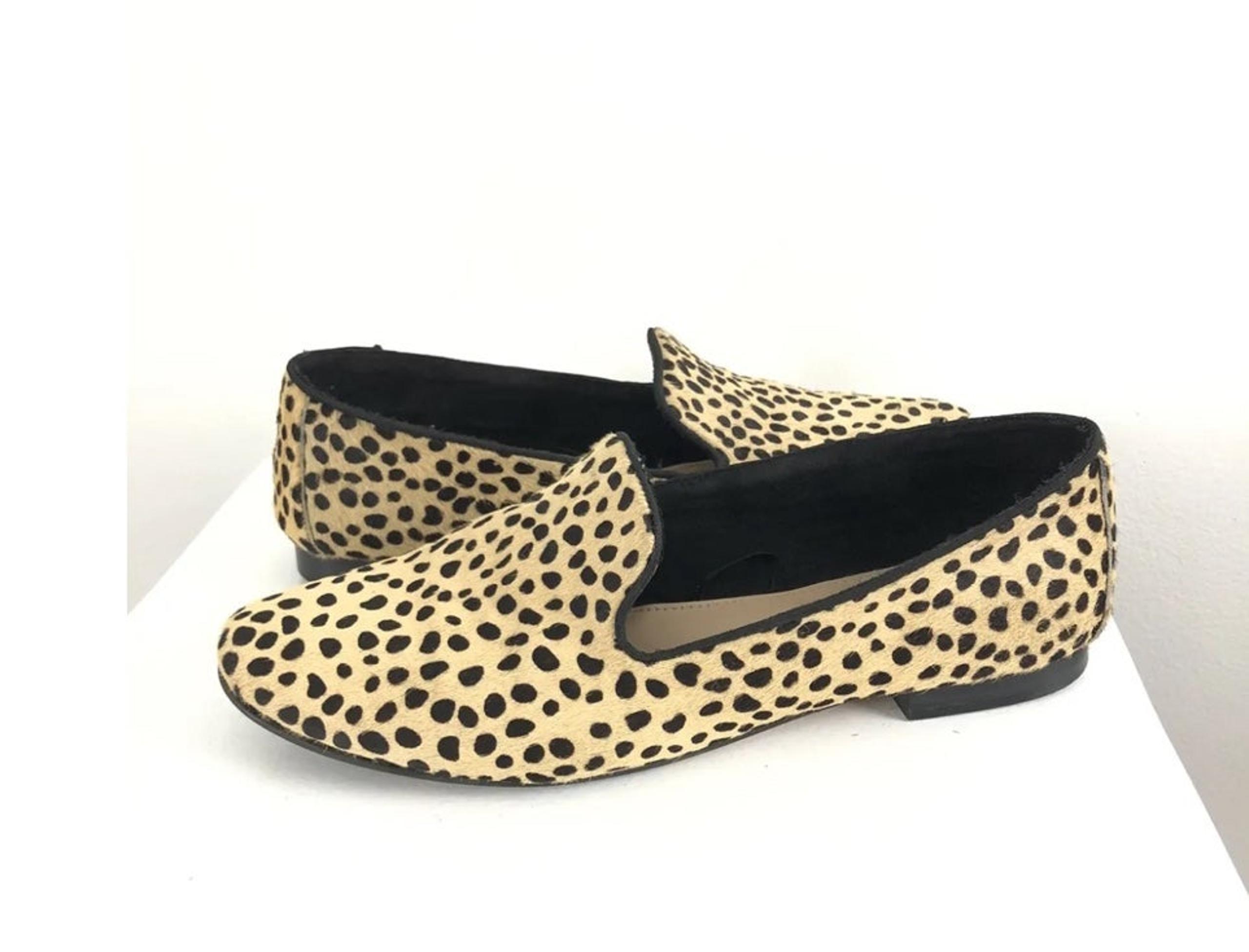 GAP Women's Leopard / cheetah Print Faux Hair Calf Smoking Flats Shoes sz 9