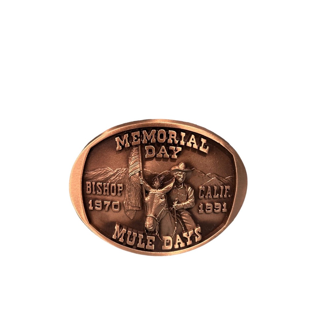 Mule Days Bishop California 1991 Bronze 3D Belt Buckle