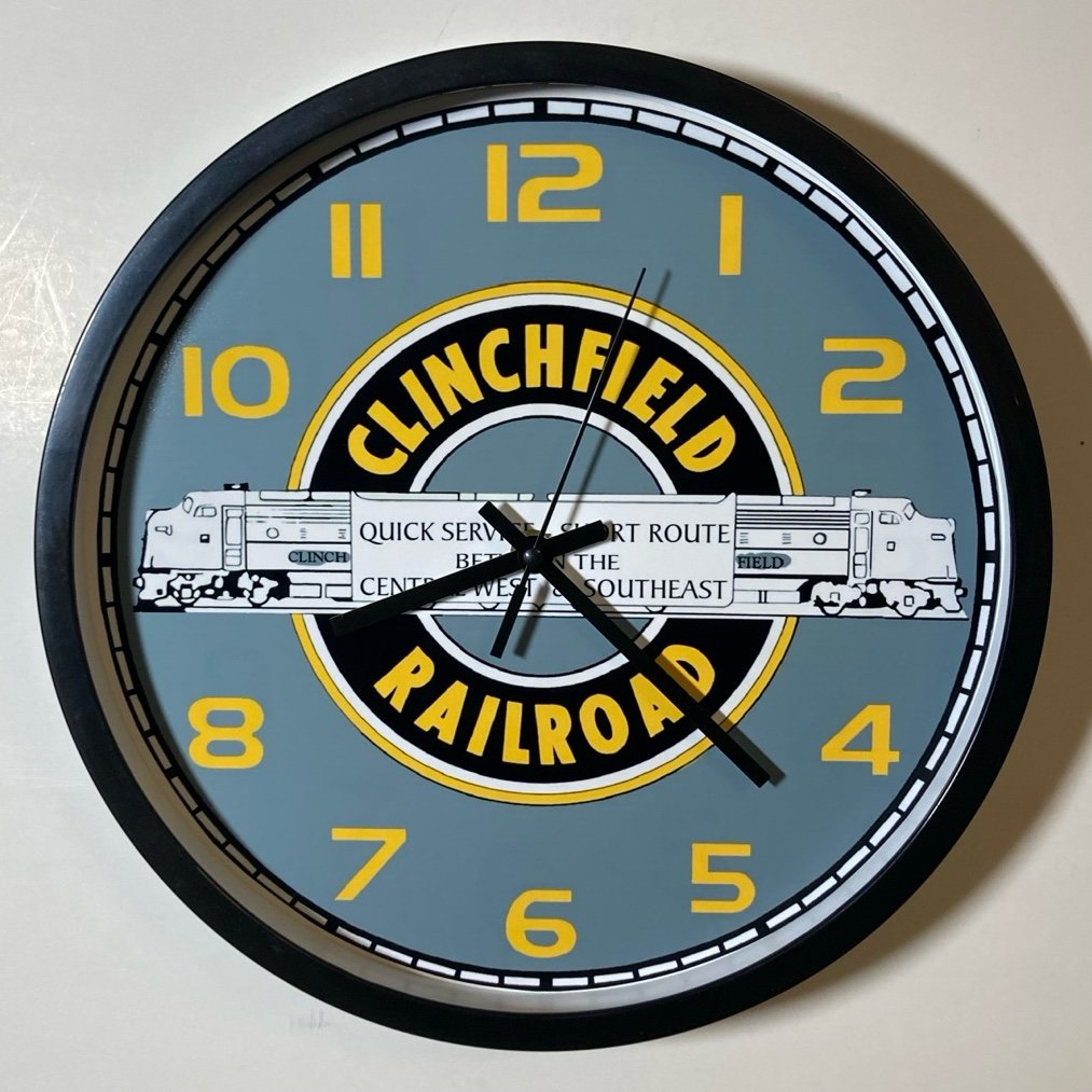 Clinchfield Railroad logo large battery operated wall clock