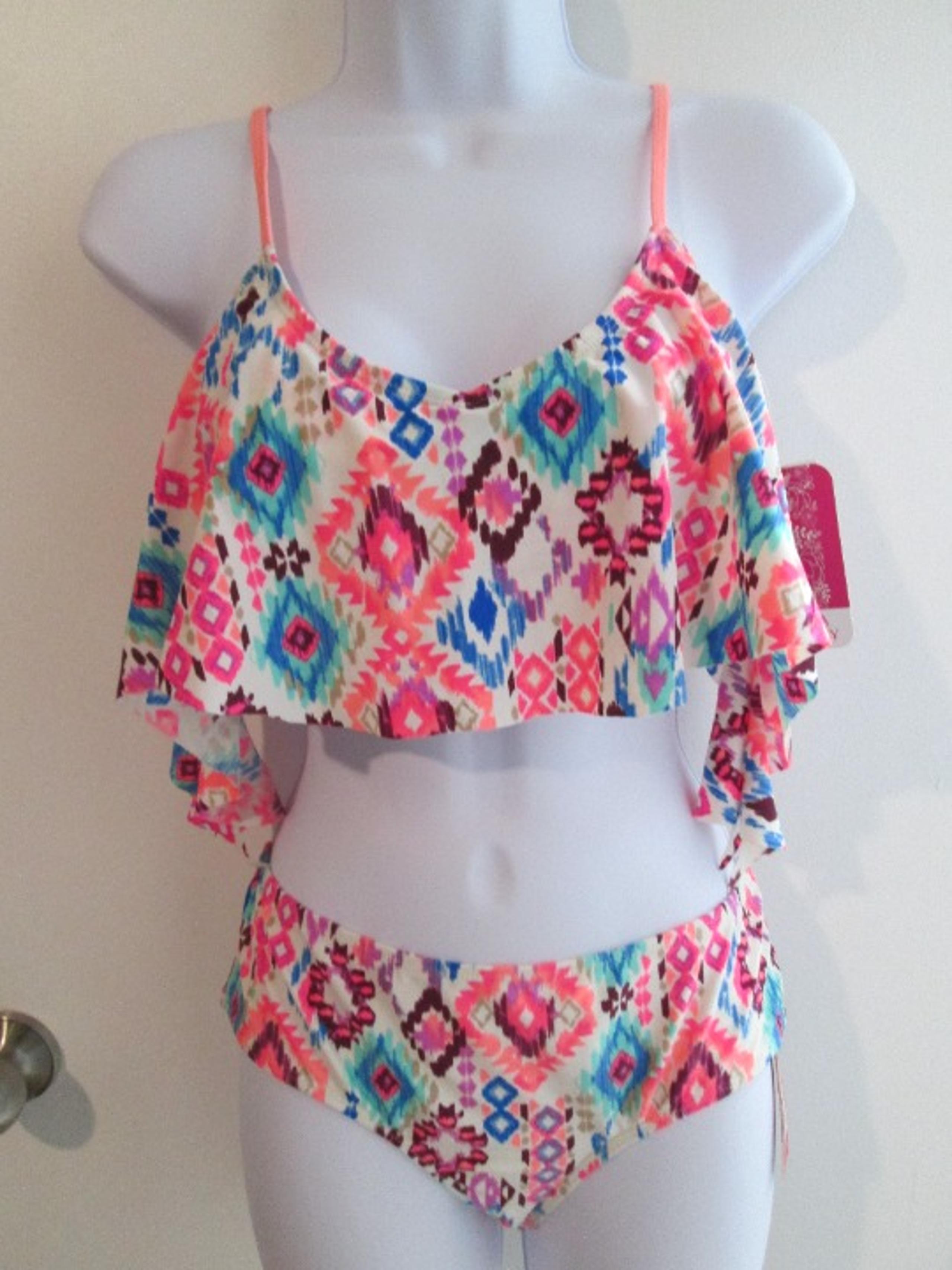 Hula Honey Geometric Flounce Bralette Bikini Set NWT Sz M