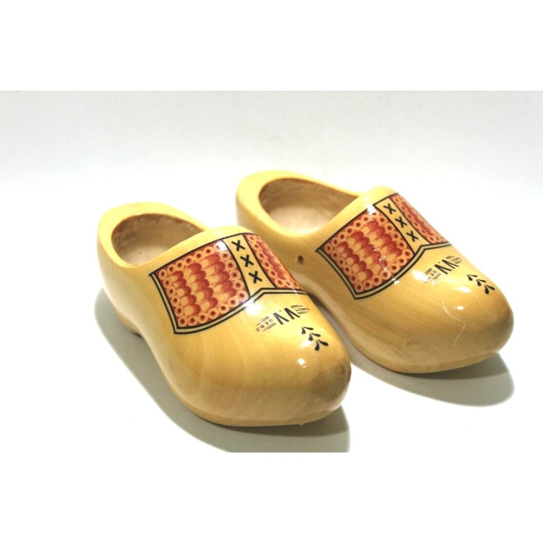 Vintage Wett. Ged V.V Hand Carved Dutch Holland Wooden Clogs Décor Shoes 7 EC