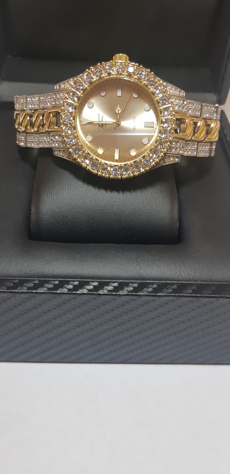 14K GOLD PLATED ICED OUT WATCH