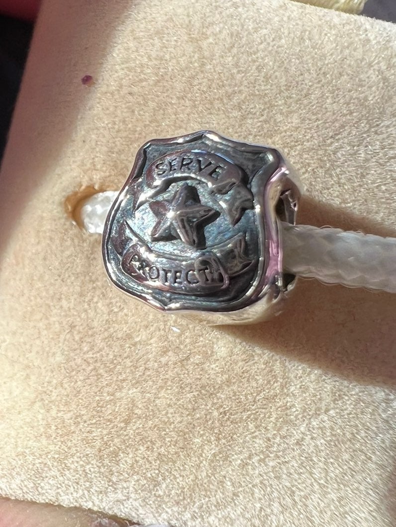 Silver Police badge charm