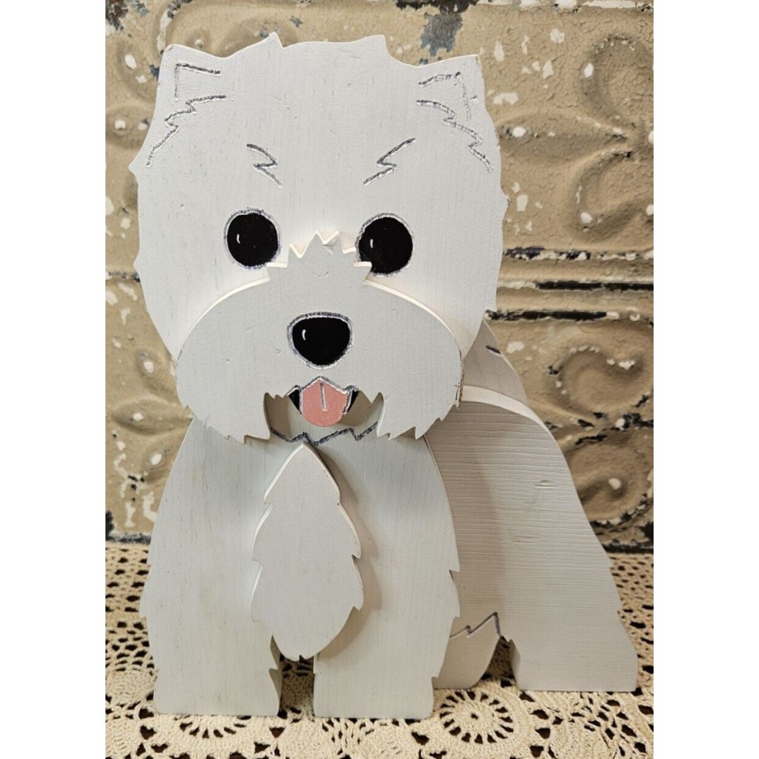 Fun Vintage 3D Wooden West Highland White Terrier Westie Figural Door Stop