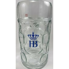HB Hofbrauhaus München 1L German 8 HB Blue Crown Heavy Duty Beer Stein Glass