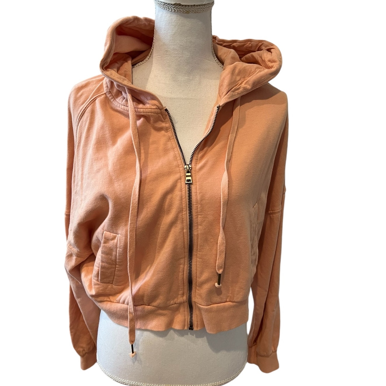 Young Fabulous & Broke YFB Cropped Hooded Zip Up Sweatshirt S