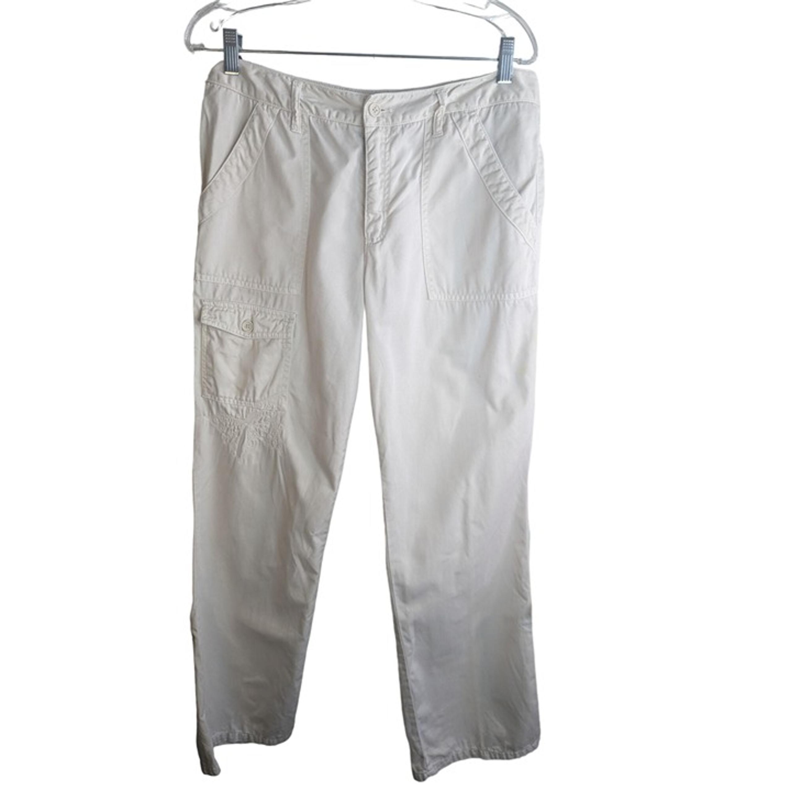 Carribbean Joe Petite Women's Cargo Pants Butterfly Motif Embroidered Sz 12P