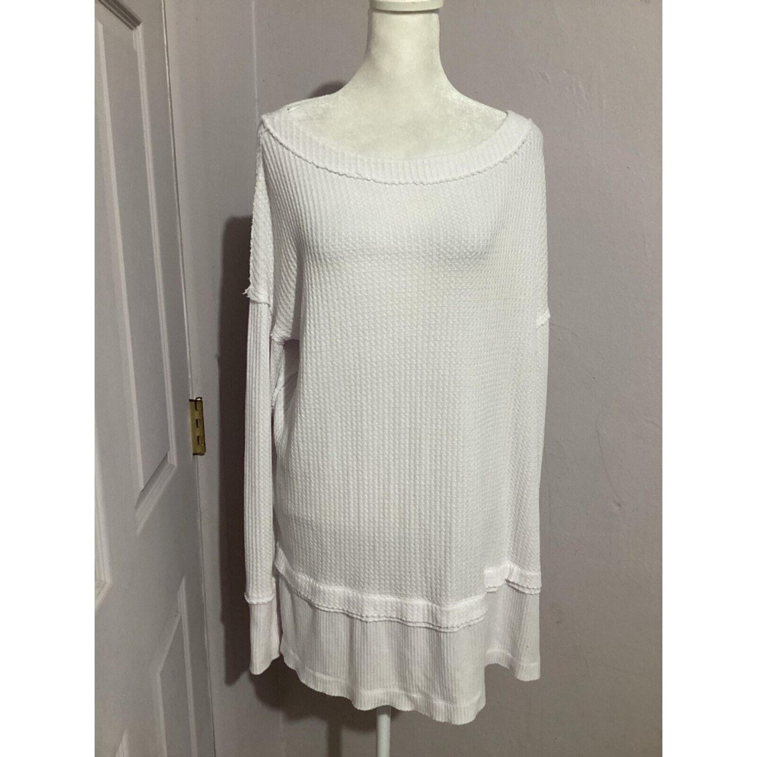 We The Free North Shore Thermal Knit Waffle Tunic Top White S