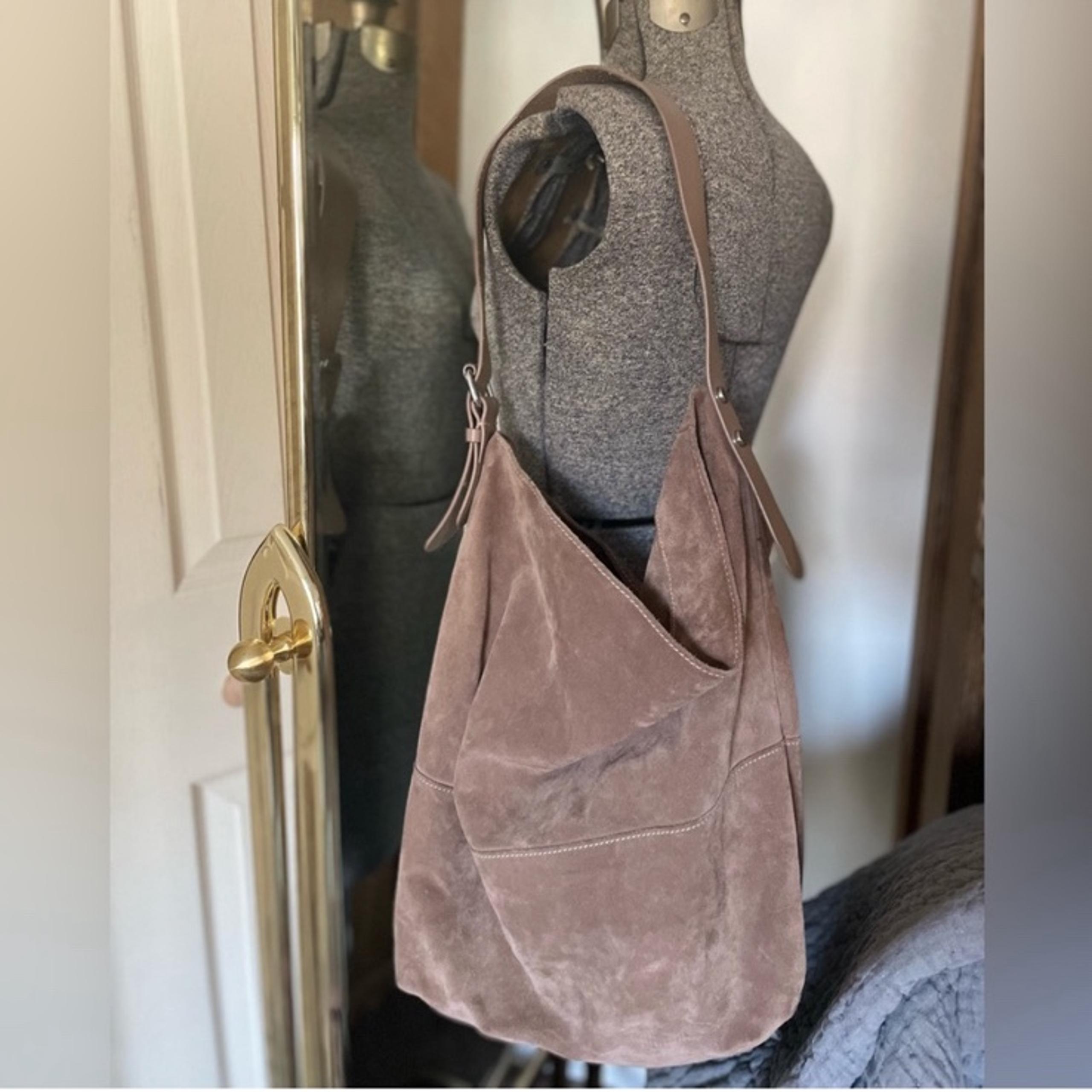 BARNEYs New York taupe hobo suede bag large carryall slouchy shoulder bag