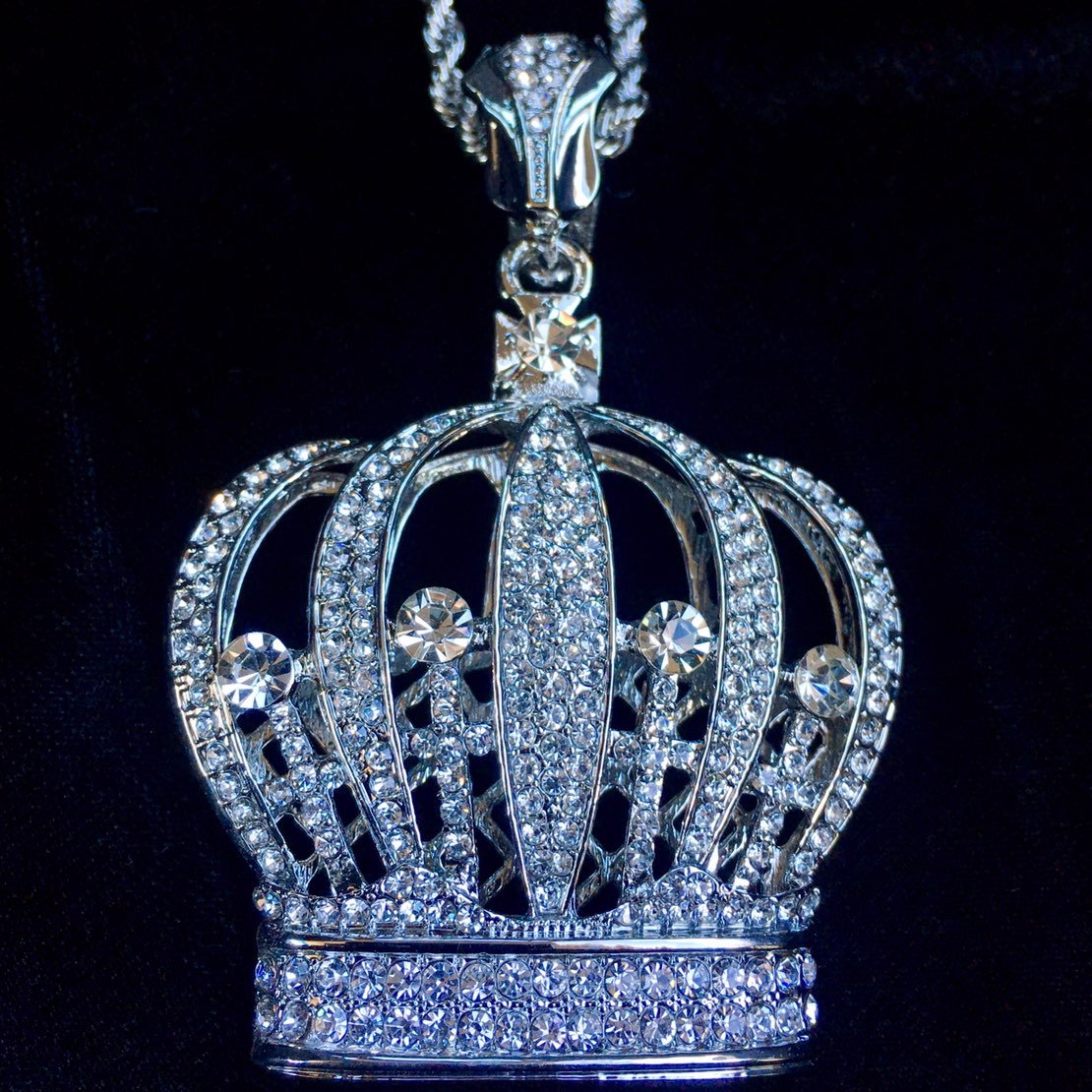 CROWN DIAMONDS CZ 18K GOLD CHAIN ITALY