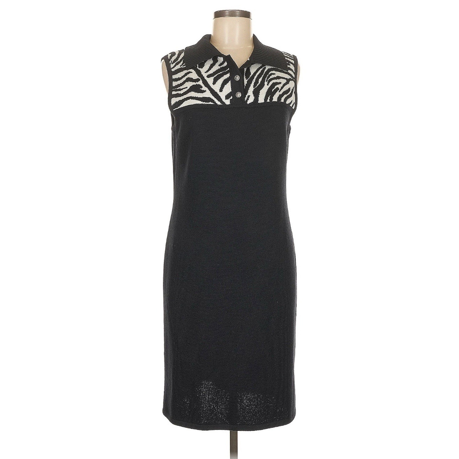 St John Sport Santana Knit Dress Size M Wool Blend Midi Sheath Sweater Dress EUC