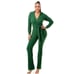 (M) The Monroe Green Knit Hooded Jumpsuit/ Belted Waist/ Front Zipper
