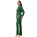 (M) The Monroe Green Knit Hooded Jumpsuit/ Belted Waist/ Front Zipper