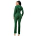 (M) The Monroe Green Knit Hooded Jumpsuit/ Belted Waist/ Front Zipper