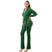 (M) The Monroe Green Knit Hooded Jumpsuit/ Belted Waist/ Front Zipper