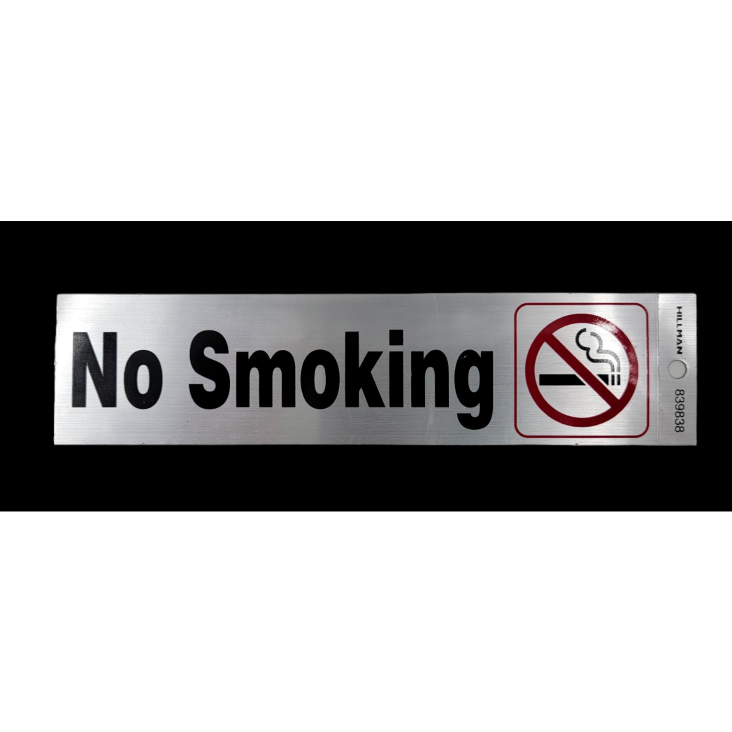 Hillman 839838, Black & Red Reflective No Smoking Sign Mylar 2x8 Self-Adhesive
