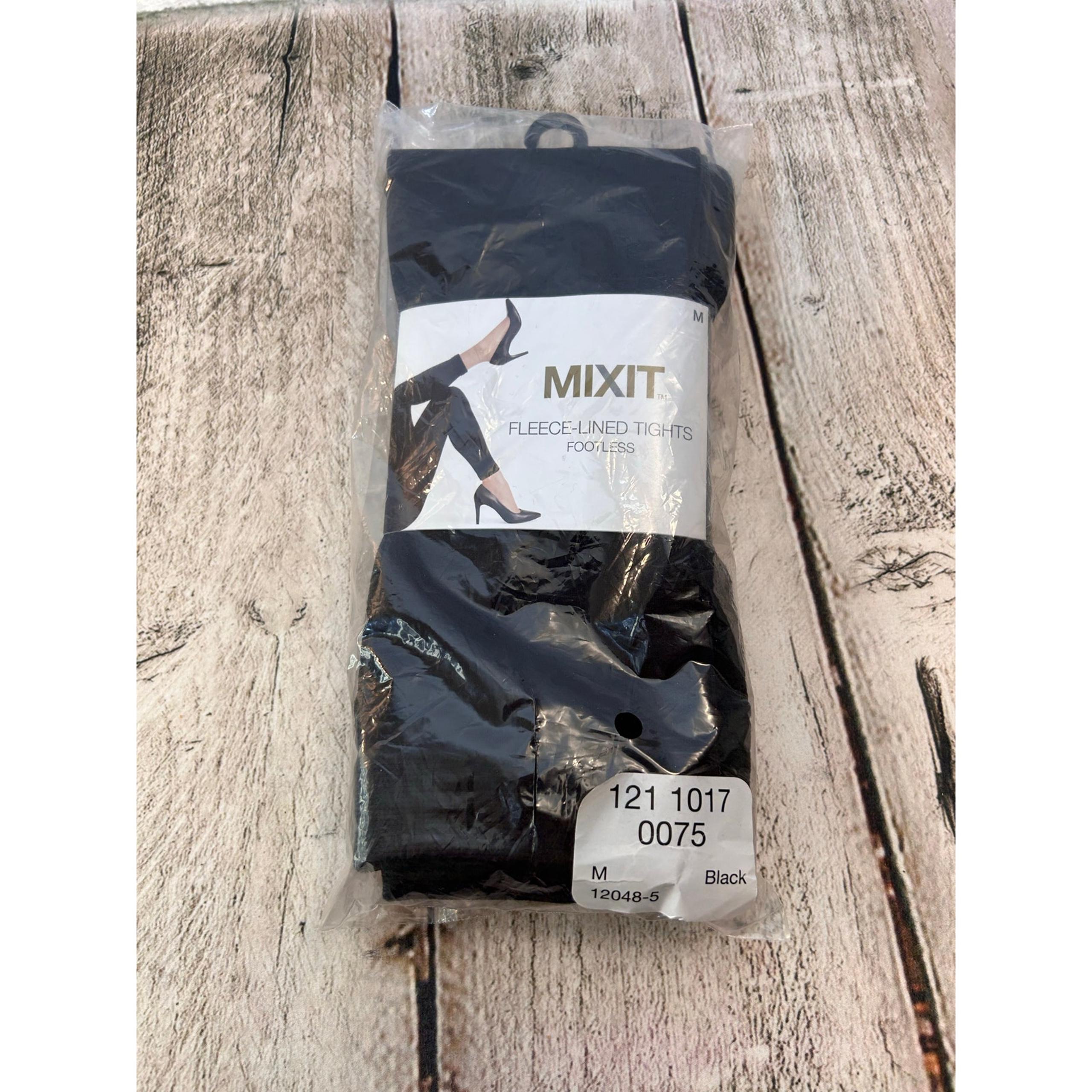 MIXIT Women’s Black Fleece-Lined Footless Tights / Size: Medium