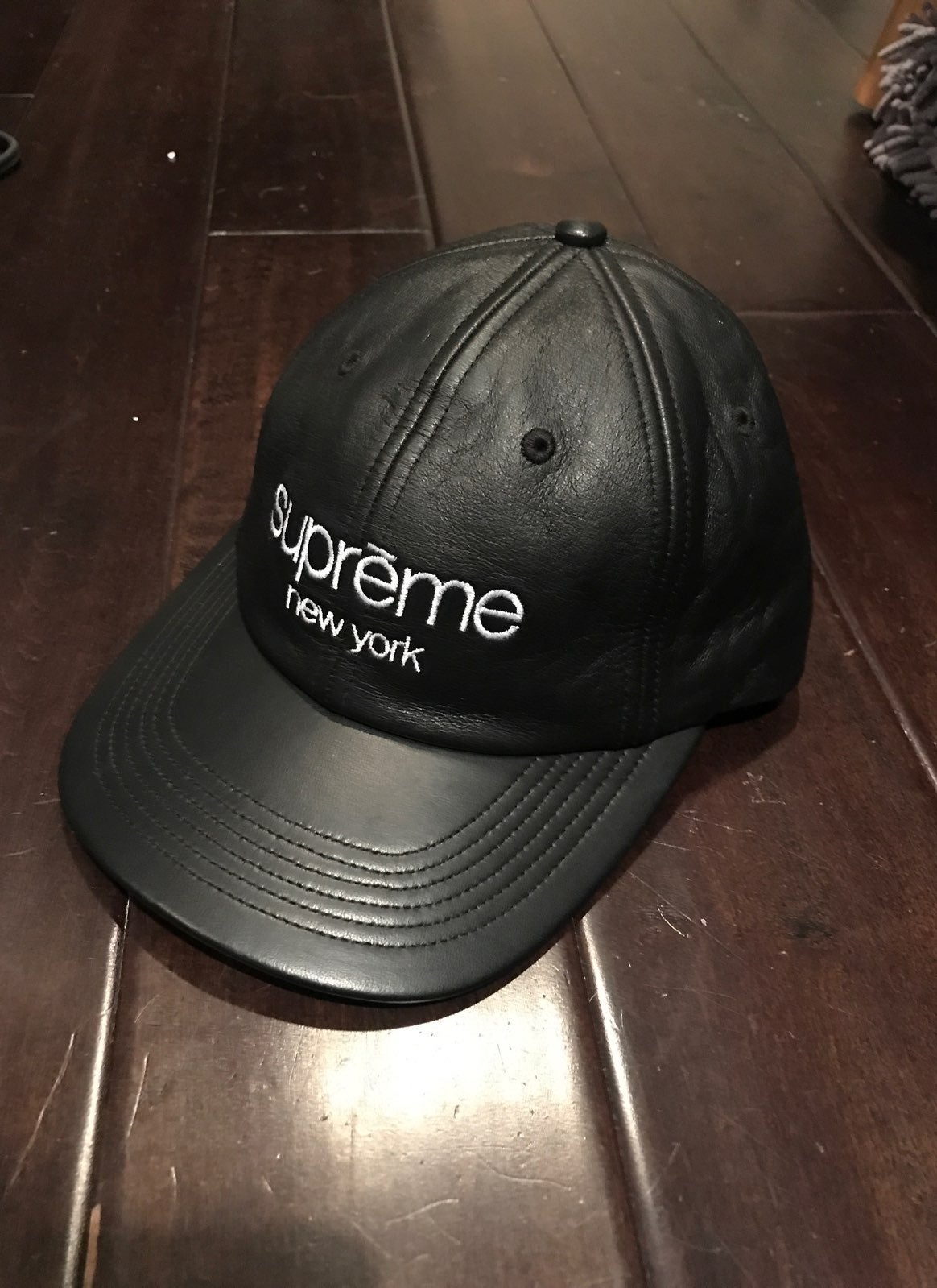 Supreme Leather 6 Panel Cap Baseball Hat