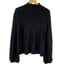 NWT Rachel Roy Black Mock Neck Puff Sleeve Ribbed Sweater Womens Size Medium