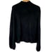 NWT Rachel Roy Black Mock Neck Puff Sleeve Ribbed Sweater Womens Size Medium