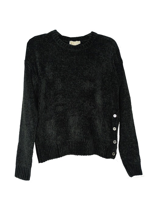 Michael Michael Kors Women's Velvet Crew Neck Button Sweater.