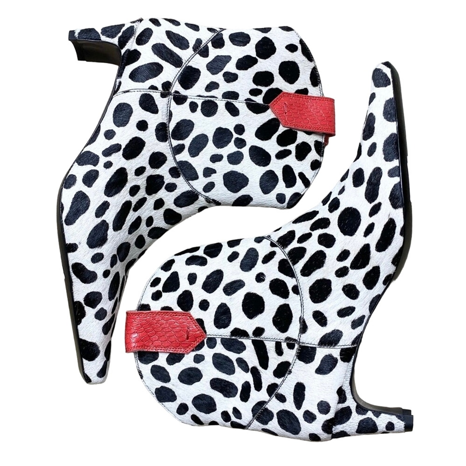 Staud Wally Western Ankle Booties In Cow Print 37/7 NWOB