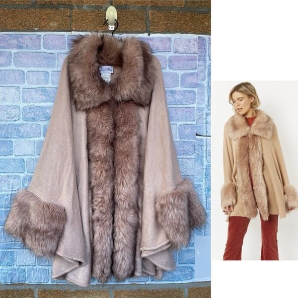 Joseph Ribkoff Faux Fur Cape one size