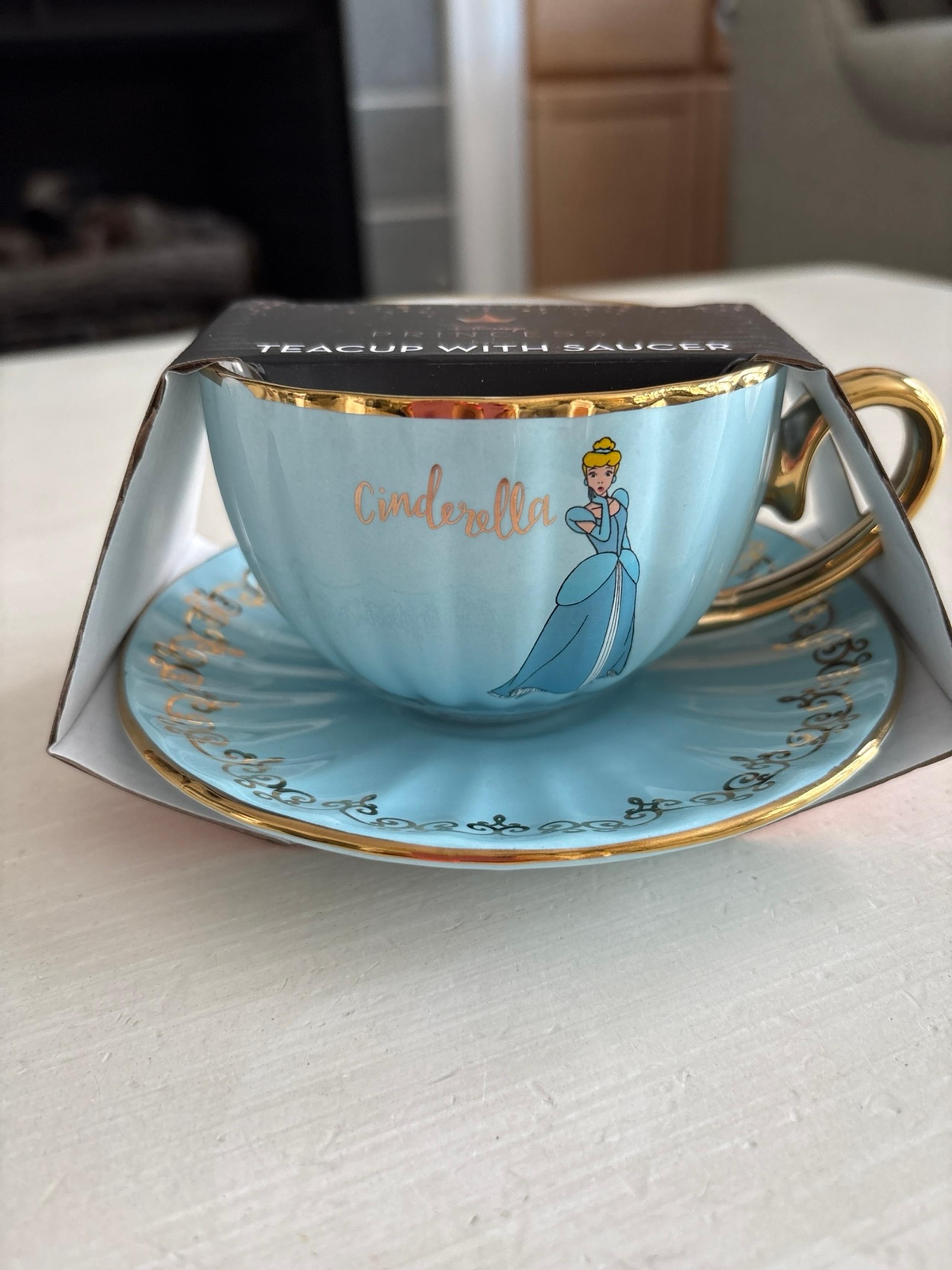 Disney Princess Cinderella Golden Scalloped Teacup and Saucer Set