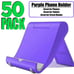 Paquete de 50 soportes para teléfono y tableta de color morado, base de base par