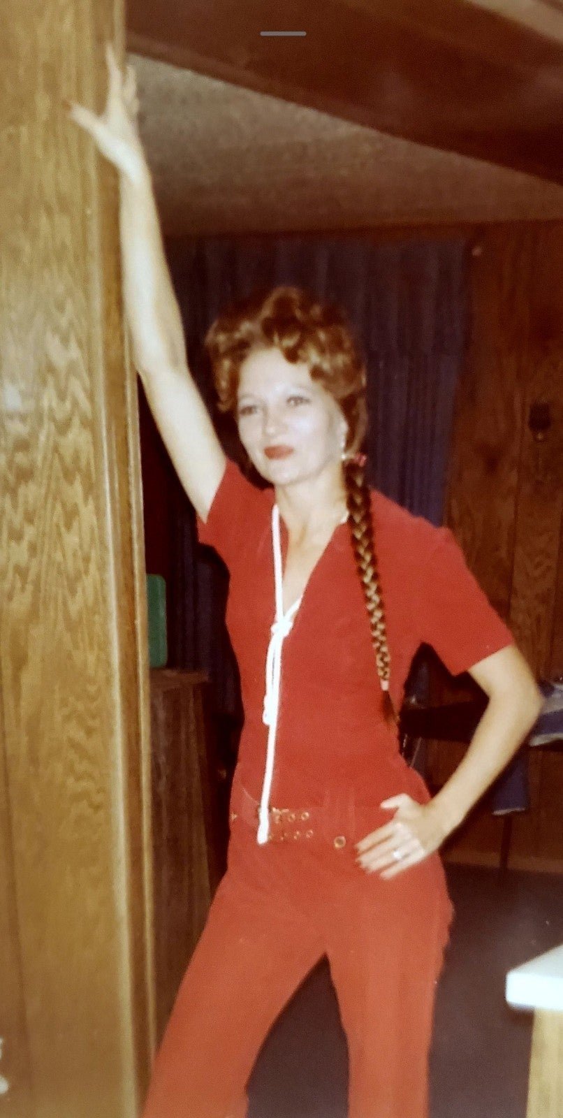 Fredricks of Hollywood Vintage Red Velvet Jumpsuit 70s