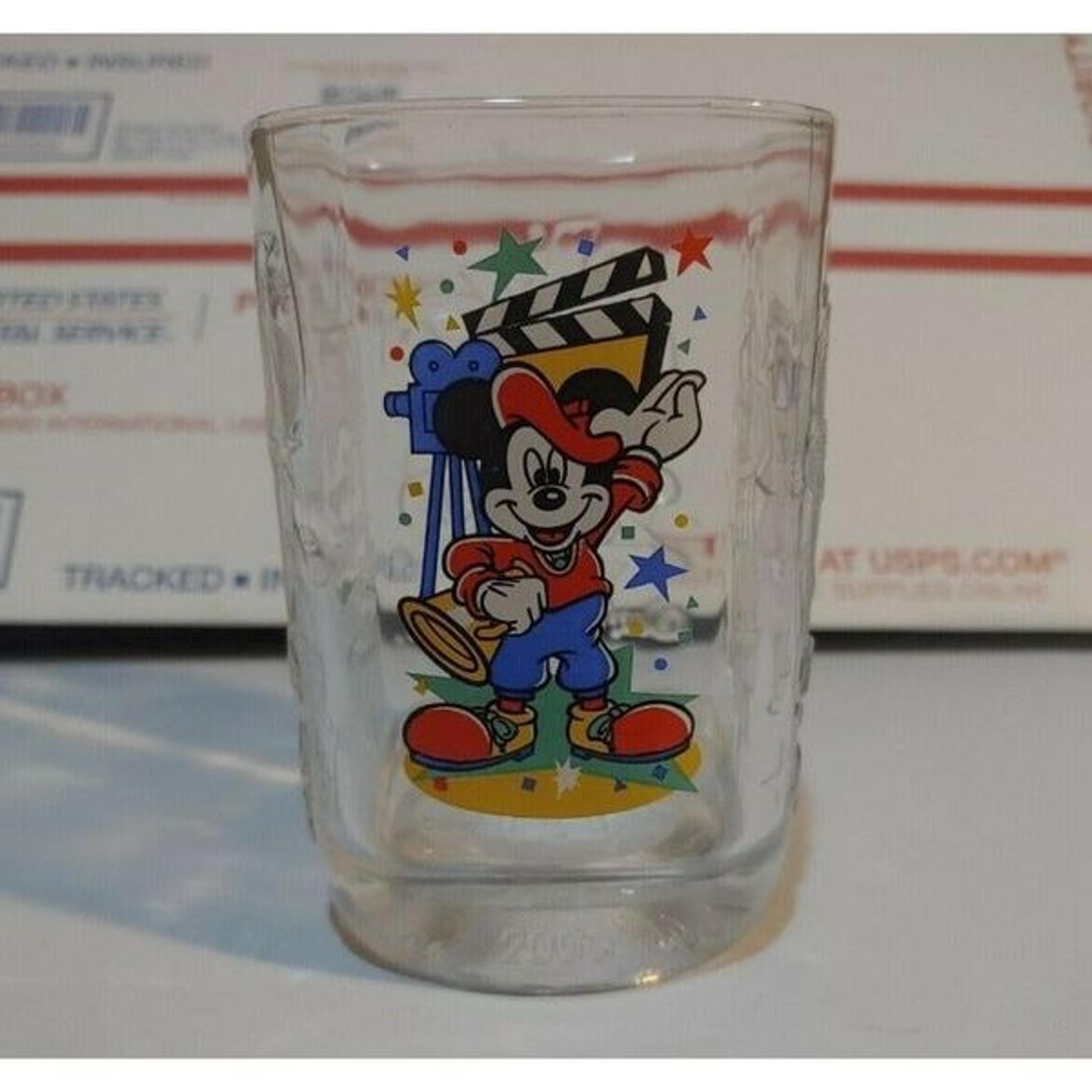 VINTAGE Mickey Mouse Disney Studios 2000 McDonalds Square Drinking Glass RARE