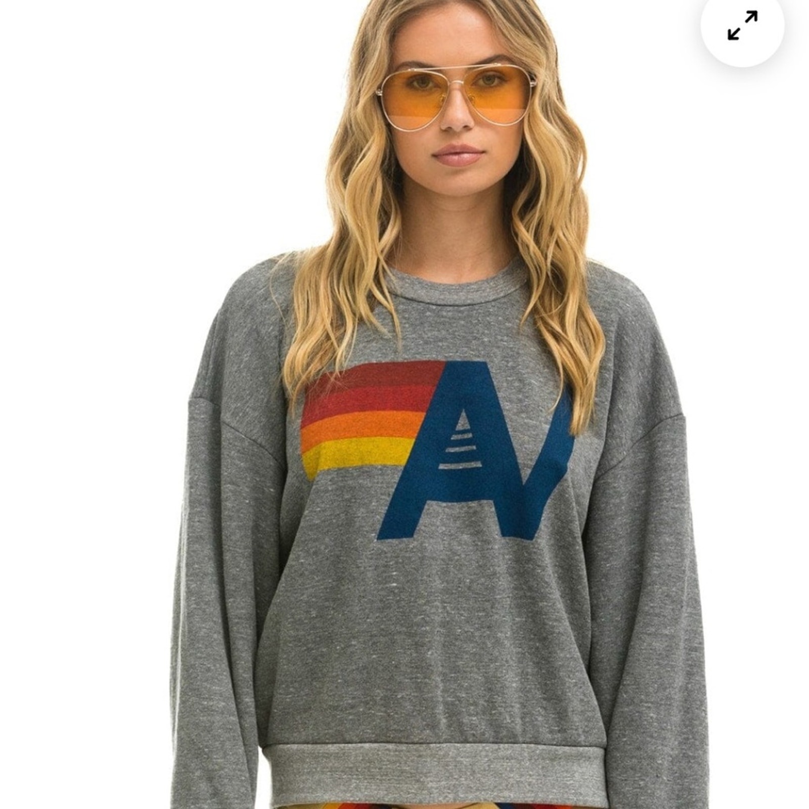 Aviator Nation LOGO RELAXED CREW SWEATSHIRT - HEATHER size small