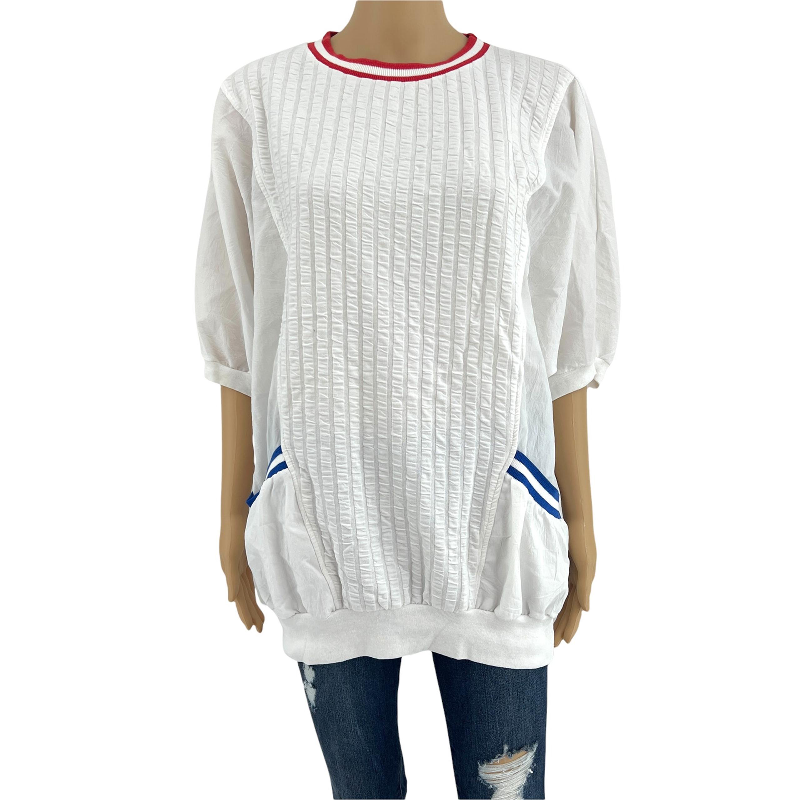 Koret LARGE USA VINTAGE 90's Women's White Striped Pullover Windbreaker Jacket
