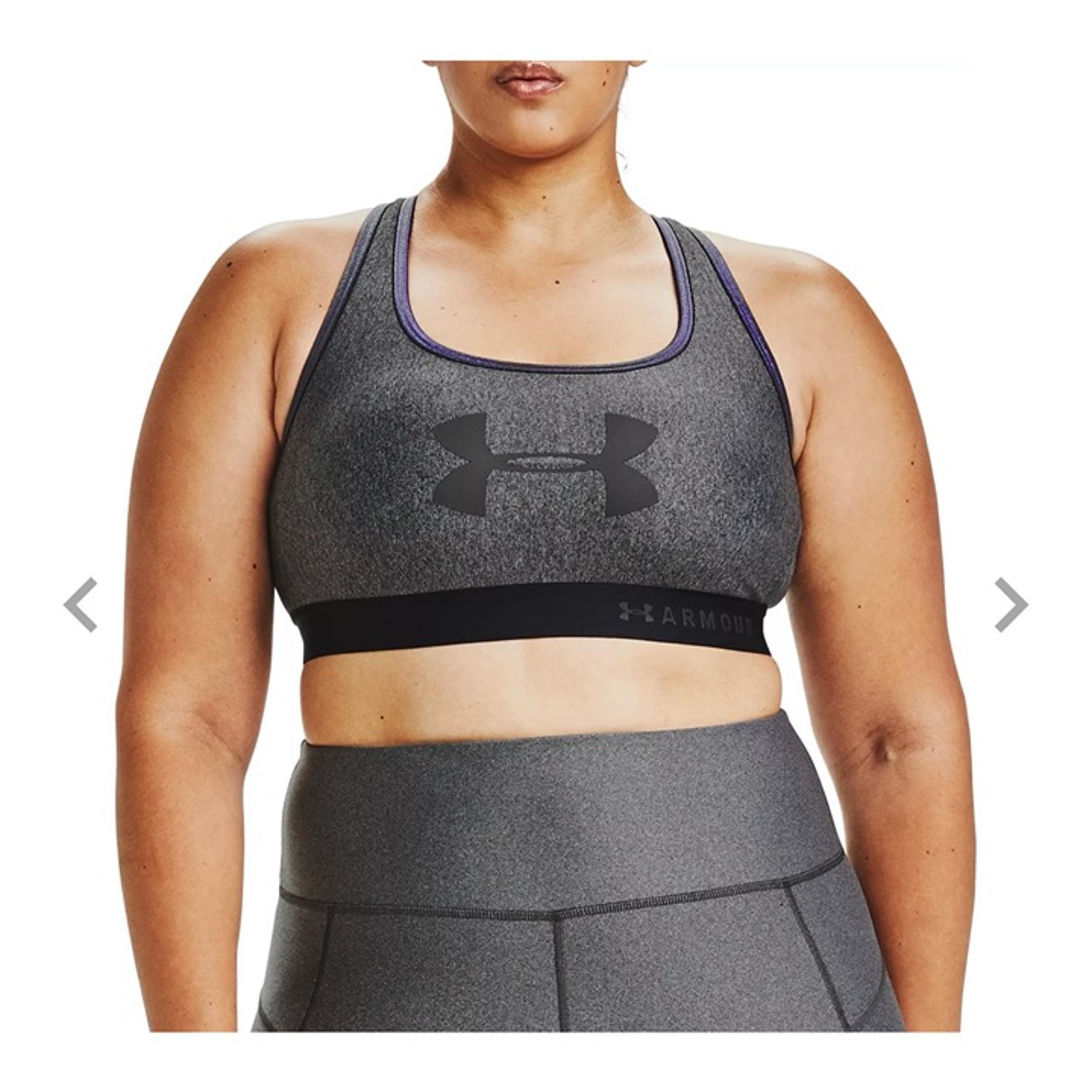Under Armour Women’s Plus Size 1X Black Gray Logo Mid Crossback Sports Bra New