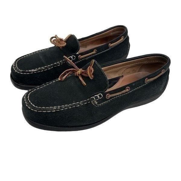 Lands end  suede loafers navy blue size women’s size 10