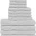 Luxury Bath Towel Set-Combed Cotton 12 Piece Towels-LIGHT GREY