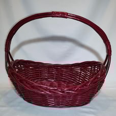 Vintage Crimson Red Handwoven Handled Basket