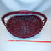 Vintage Crimson Red Handwoven Handled Basket