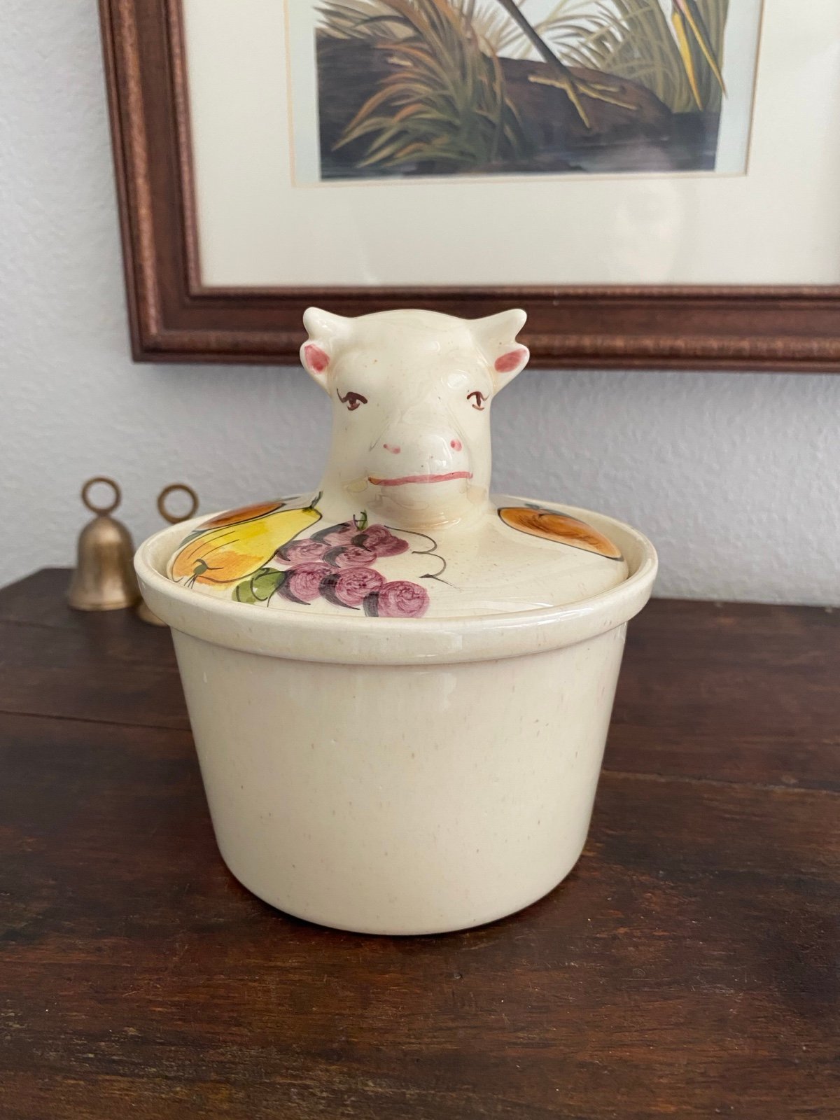 Vintage Ceramic Cow Canister Vintage Canister Cheese Canister Butter Crock