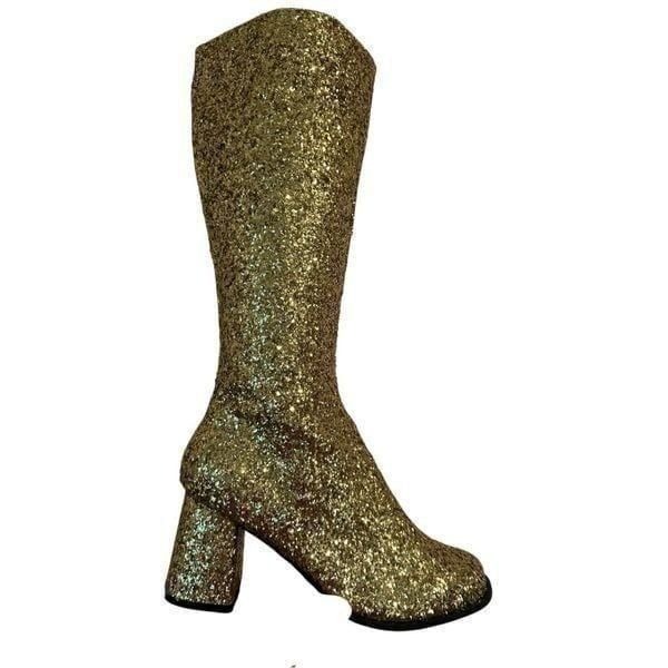 Ellie Women's Gold Glitter Go-Go Chelsea Boots Size 10