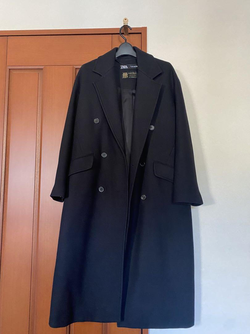 ZARA MANTECO Double Chester Coat Black, equivalent to Japanese size M.