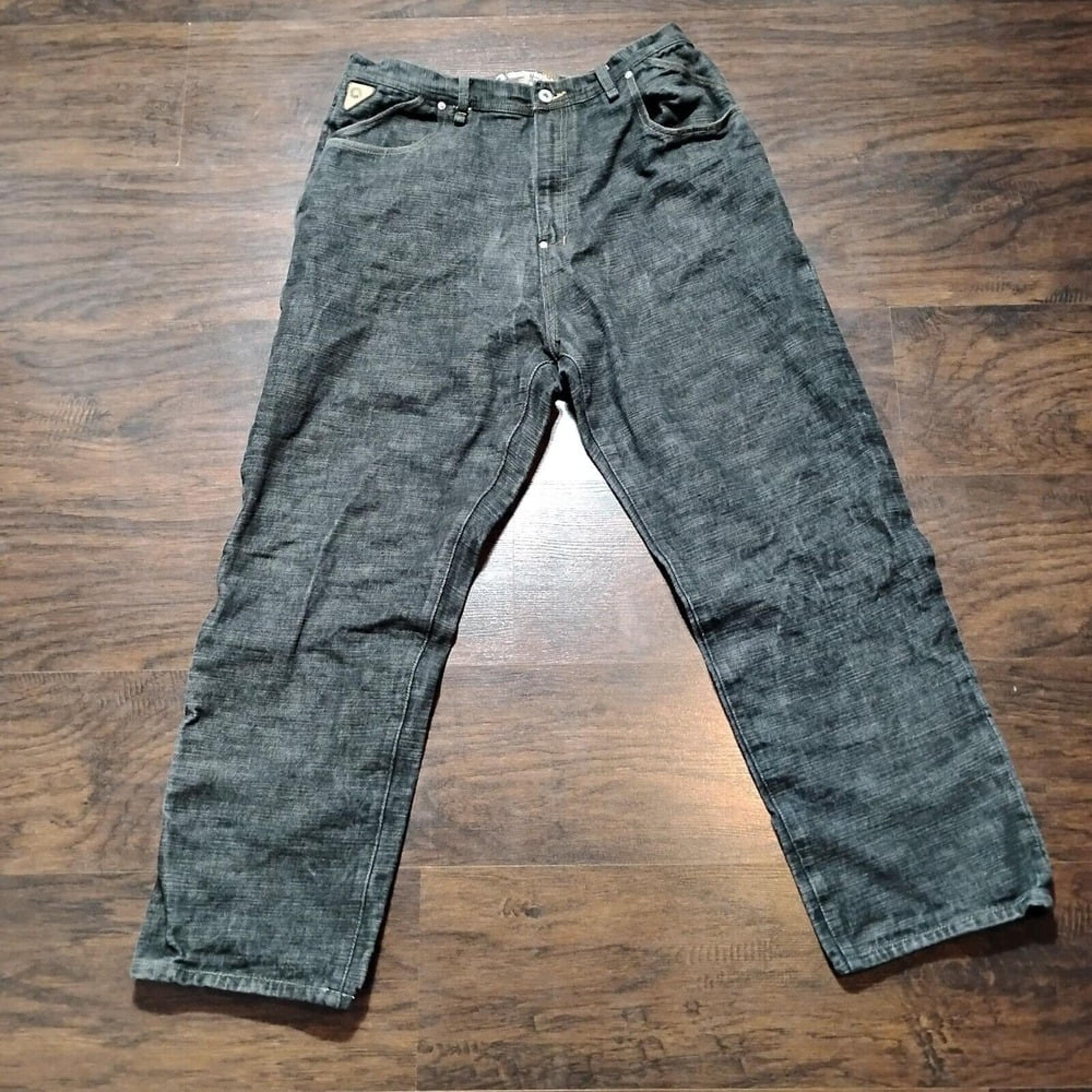 VINTAGE Akademiks Jeans 38x33 Men Blk Denim Baggy Skater Hip Hop Streetwear Y2K