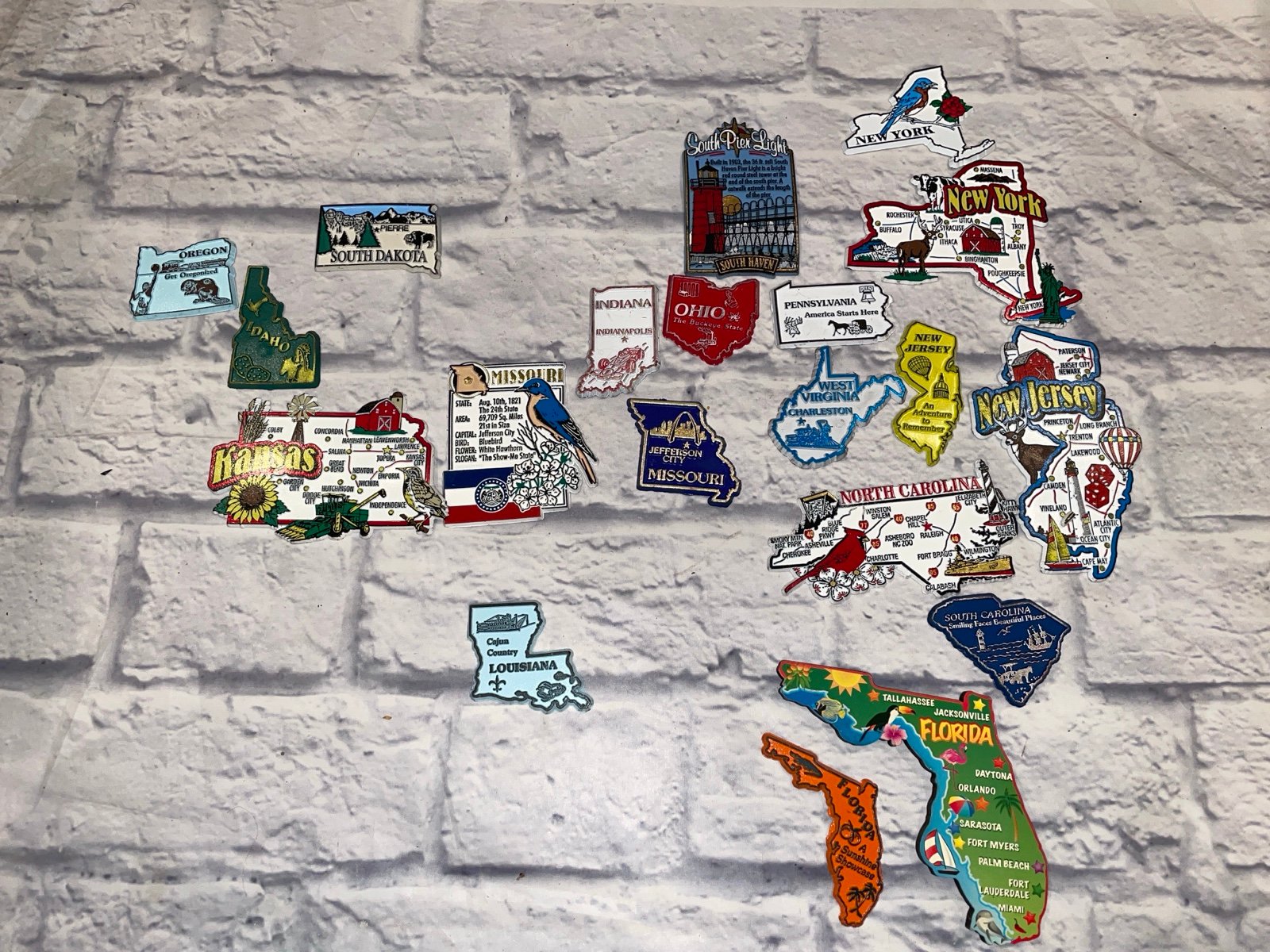 Vintage State Souvenir Magnets Lot 20 - USA Travel Collectibles Texas Florida