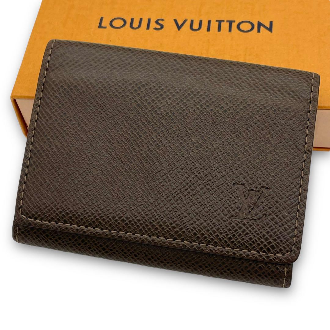 Louis Vuitton Card Case Business Card Holder Taiga Brown Envelope
